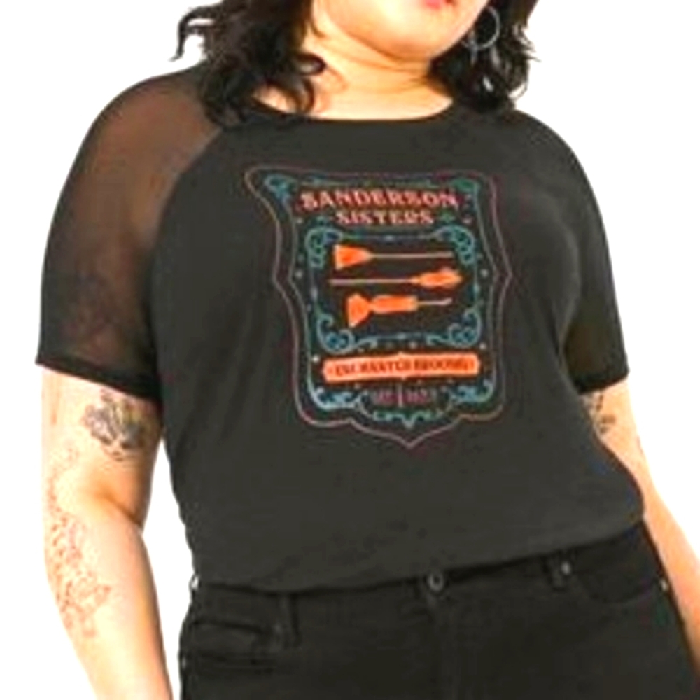 ❤️NWT TORRID TEE HOCUS POCUS - MESH SLEEVE - APOTHECARY DISNEY BROOMS